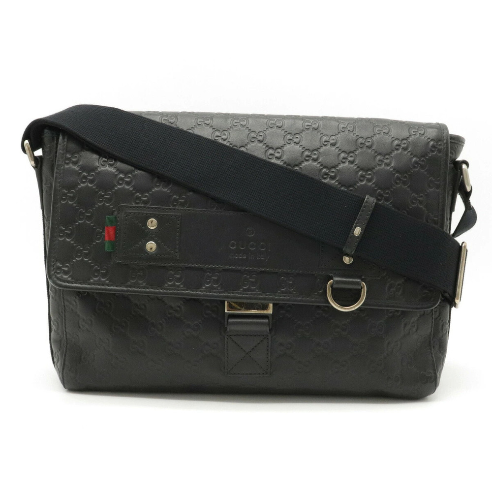 Gucci Guccissima Sherry Shoulder Bag Messenger Leather Black
